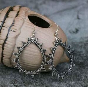 Hollow Vintage Silver Earrings